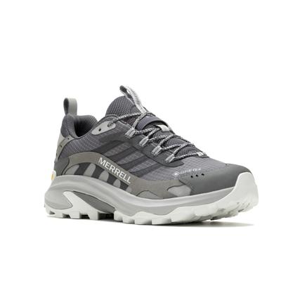 Wanderschuh MERRELL "MOAB SPEED 2 GORE-TEX", Herren, Gr. 46, grau (asphalt), Synthetik, Schuhe Wanderschuh, wasserdicht dank Gore-Tex Membrane