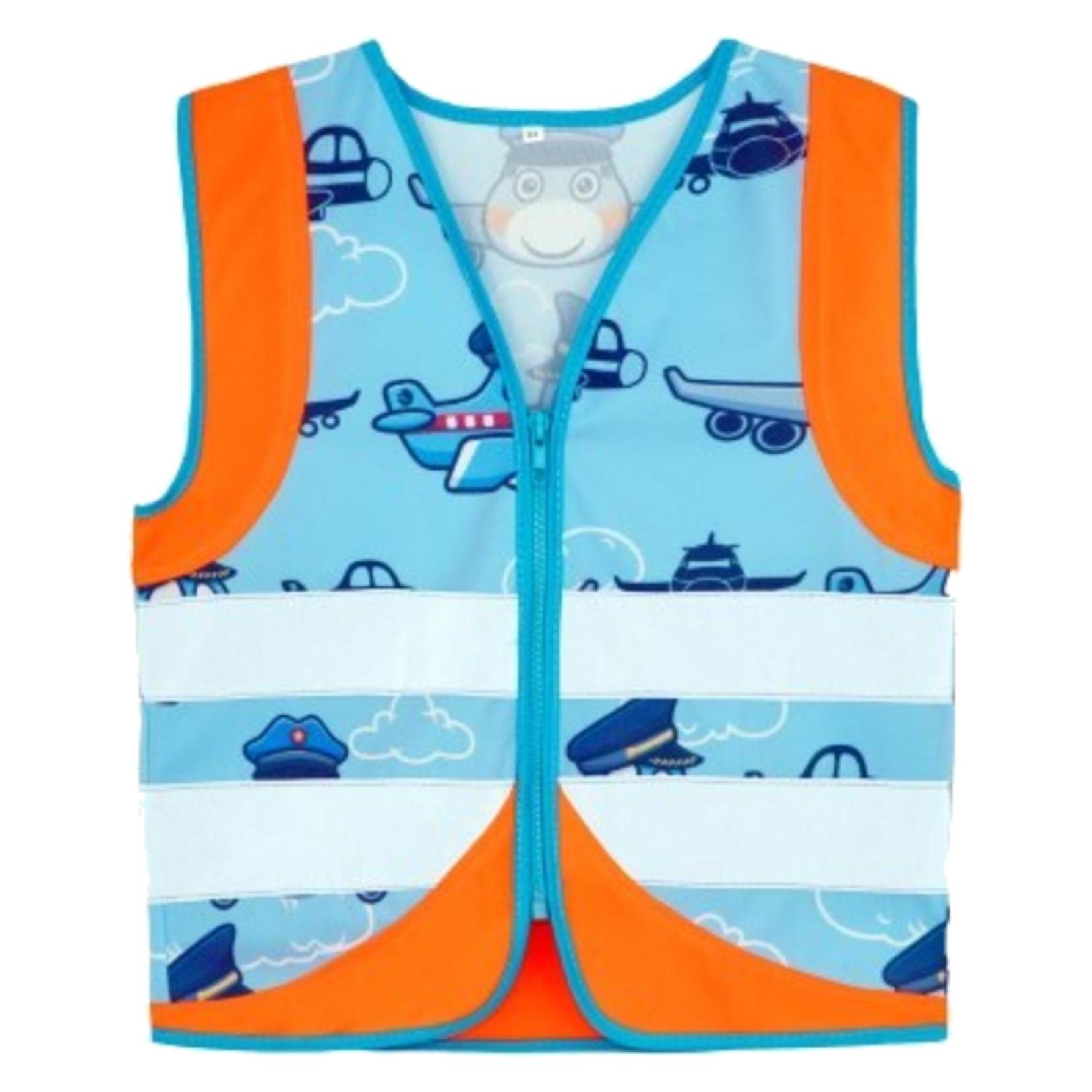Korntex Kinder Warnweste Vehicle Fun Orange/Flugzeug CO2 Neutral S EN 17353 ACTVEHPLA (S) (ACTVEHPLAORS)