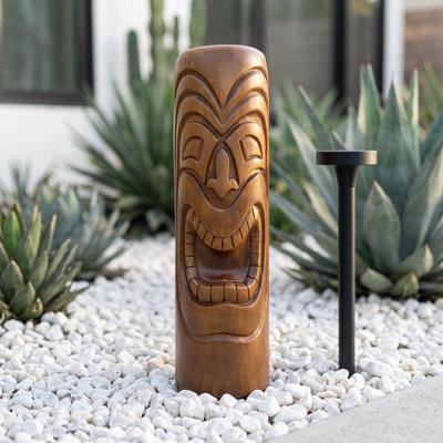 Meedzom Garden Statue Tiki Head Sculptures Fibre Reinforced Concrete Design for Home Garden Patio Yard Decor