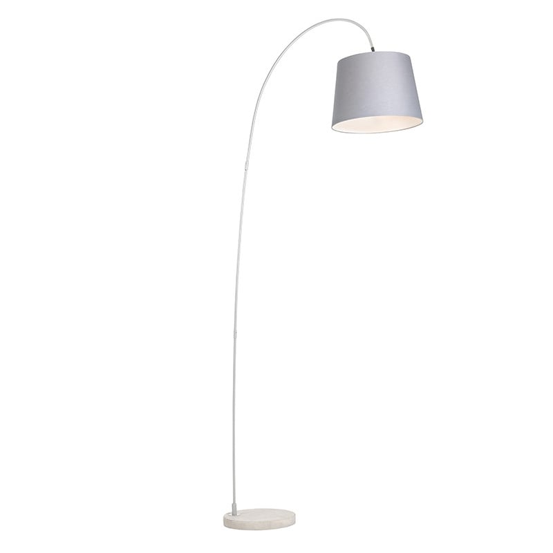 Qazqa Bend Booglamp met grijze kap en betonnen voet - Industrieel design