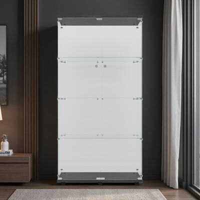 ZWYO HOSIMU "64.7"" Tempered Glass Display Cabinet with Colorful PAIPAI Lights, Door Lock, Adjustable Feet, Storage Cabinet for Any Room"