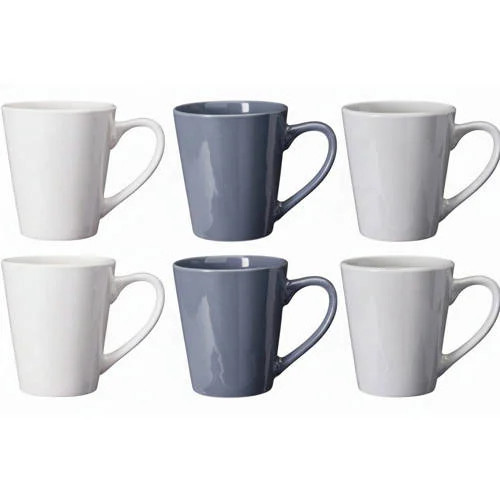 Cookinglife Mokken Siaki - Wit / Blauw / Grijs - 350 ml - Porselein - 6 stuks