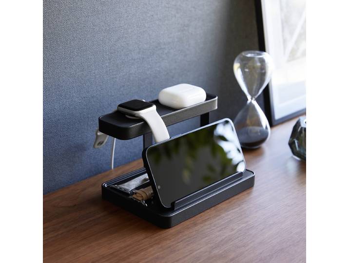 Handy-Ladestation und Organizer Tower 16 x 10 x 12cm Schwarz