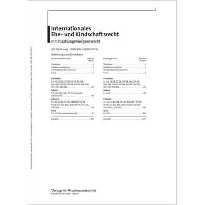 Internationales Ehe- und Kindschaftsrecht mit Staatsangehörigkeitsrecht, Zubehör von , Verlag für Standesamtswesen, 978-3-8019-1258-1