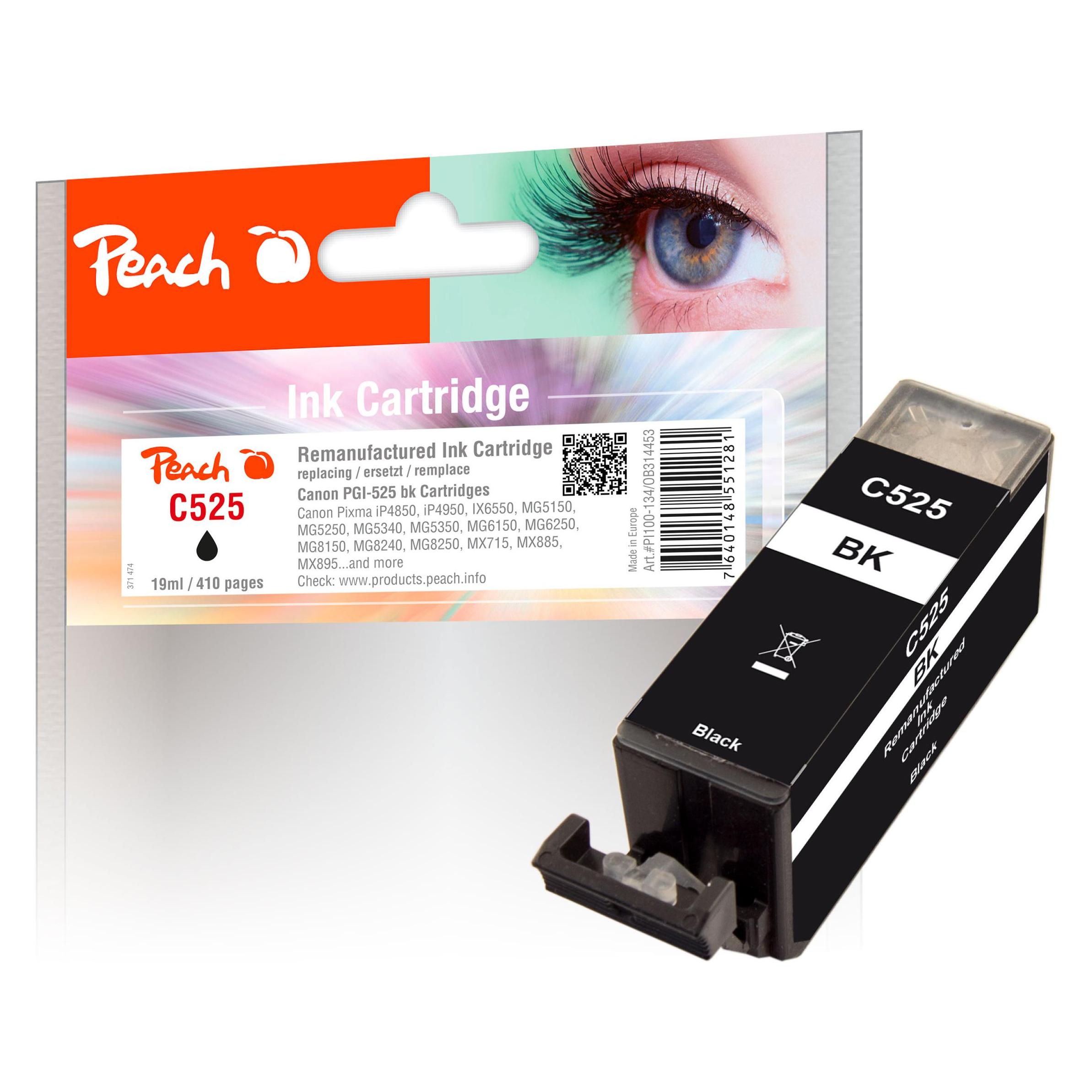 Peach Tintenpatrone schwarz kompatibel zu Canon PGI-525bk (PI100-134)