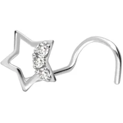 14/18 Karat Gold Nasenstecker Spirale STERN + 3 MOISSANITE