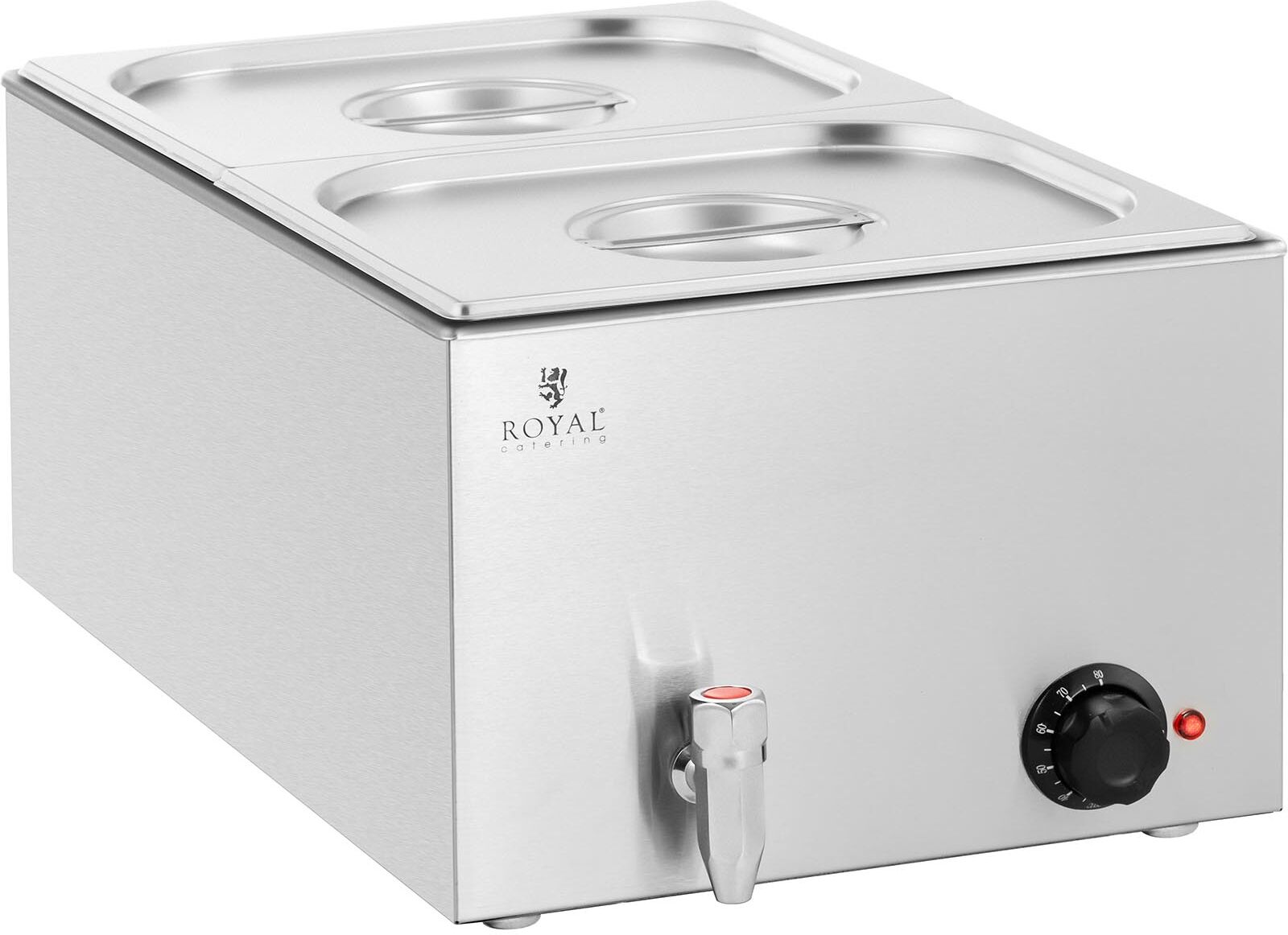 Royal Catering Bain Marie - 600 W - 2 GN 1/2 - Ablasshahn RCBM_GN1/2