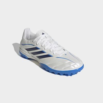 Fußballschuh ADIDAS PERFORMANCE "COPA PURE IV CLUB, HYBRIDRASEN", Herren, Gr. 44, blau (zero metallic, dunkelblau, lucid ray blau), Synthetik, Schuhe Fußballschuh, für synthetische Hartplätze
