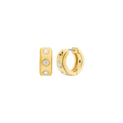 Paar Creolen MICHAEL KORS "Premium", gelbgoldfarben, edelstahlfarben, kristallweiß, kristallweiß, Ohrringe, Damen, Edelstahl Metall, Edelstahl, Metall, mit Zirkonia (synth.)