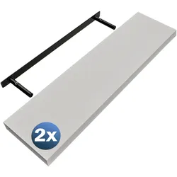 Casaria 2x Wandregal Matt Weiß mit Halterung 90cm Schwebend