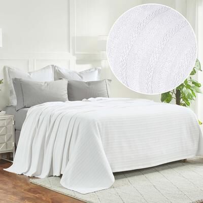 Superior Clara Cotton Textured Striped Lightweight Woven Blanket