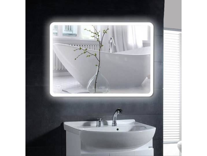 Miroir mural salle de bains avec LED éclairage - Miss Miroir - Mercure - 70cm - Blanc - Verre