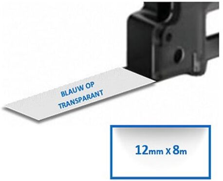Q-Nomic TZe-133 cinta azul sobre transparente 12mm
