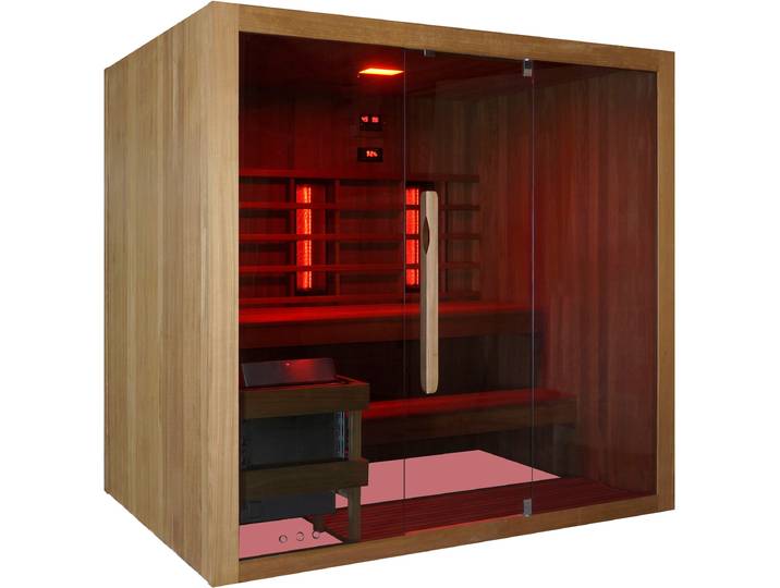 Sauna SANOTECHNIK »KOTKA« mit Infrarotkabine , braun (holz), Saunaofen, 6 kW, Saunen, Sauna, geeignet für 5 Personen, Espenholz