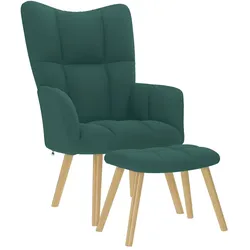 vidaXL Relaxsessel mit Hocker Dunkelgrün Stoff
