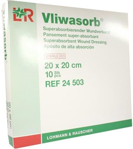 Vliwasorb superabsorb.Saugkomp.steril 20x20 cm 10stk