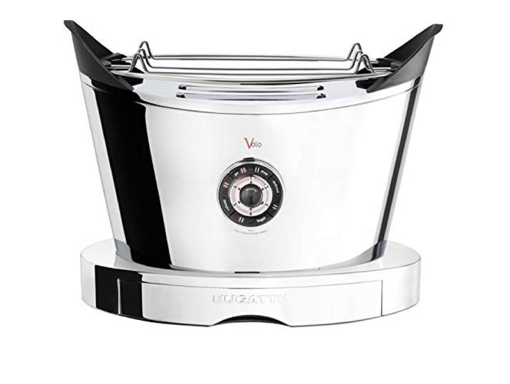 BUGATTI, Volo, elektrischer Toaster, 4 Funktionen, 6 Toaststufen, innovatives Design, Edelstahlgehäuse, Leistung 930 W, Zangen sind nicht im Lieferumfang enthalten (Chromfarbe)