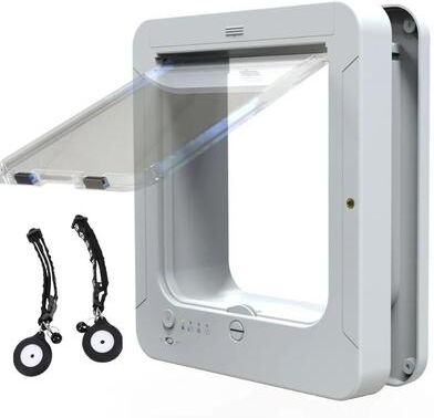 Uplift Essentials Electronic Induction Smart Pet Door With Microchip Sensor grey With 2pc Sensors