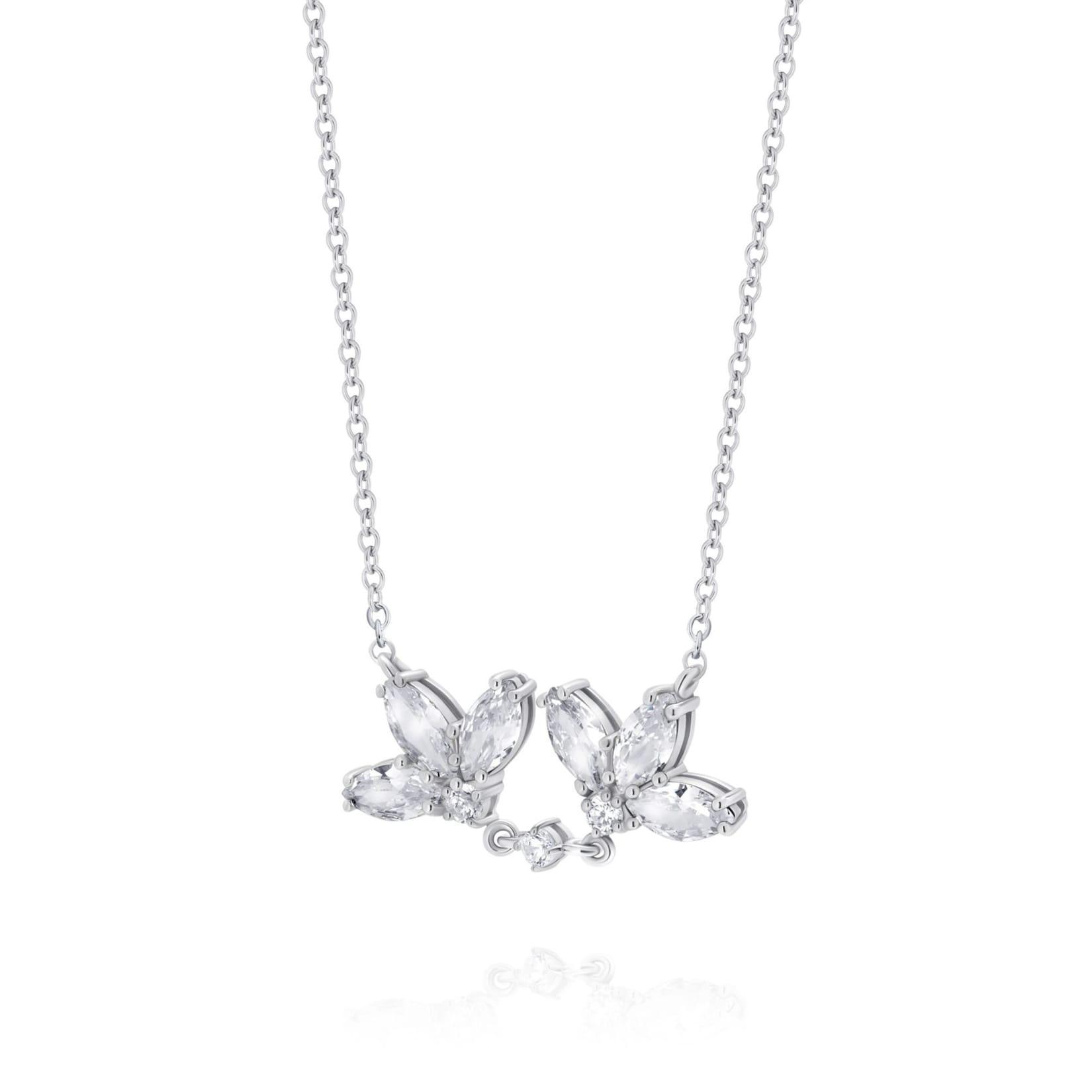 LEIS Kette 925 Sterling Silber rhodiniert Glänzend Blume Zirkonia weiß