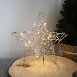 12 Stück Draht-Sterne mit je 15 LEDs 25cm Weihnachtsdekoration Licht zum Hinstellen