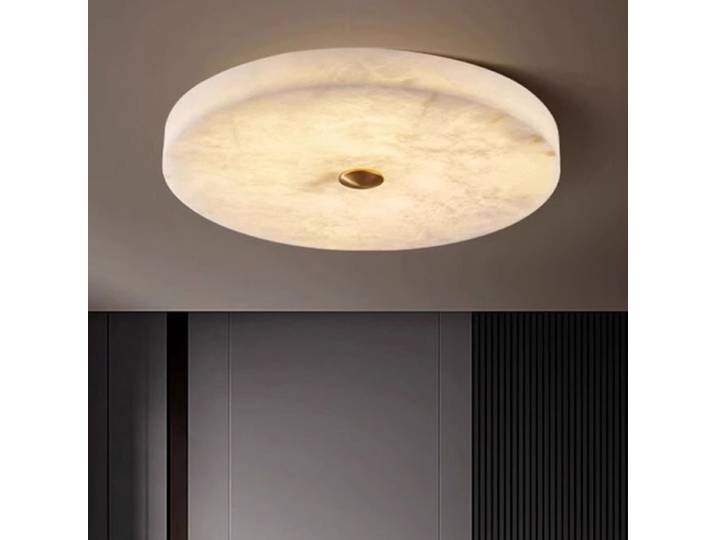Moderne Simple LED Plafonnier en marbre naturel salon chambre couloir circulaire Ultra-mince tout en cuivre applique décor intérieur
