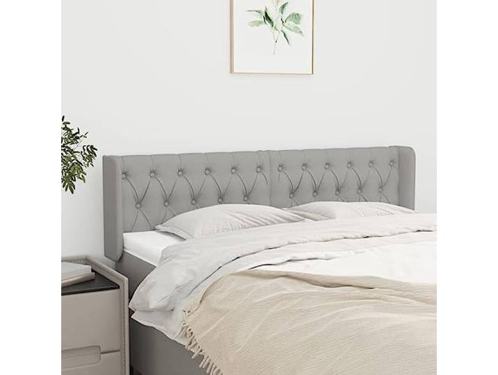 KTHLBRH Kopfteil aus hellgrauem Stoff, klassisch, elegantes Design, mit Beinen aus Massivholz, Lärchenholz, höhenverstellbar, Rückenunterstützung
