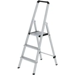 PROREGAL ML Stufen-Stehleiter einseitig begehbar Aluminium eloxiert 3 Stufen
