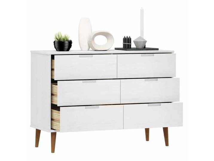 Commode salon - Commode MOLDE Blanc 113x40x80 cm - Bois de - Pin massif - Assemblage requis（9776）