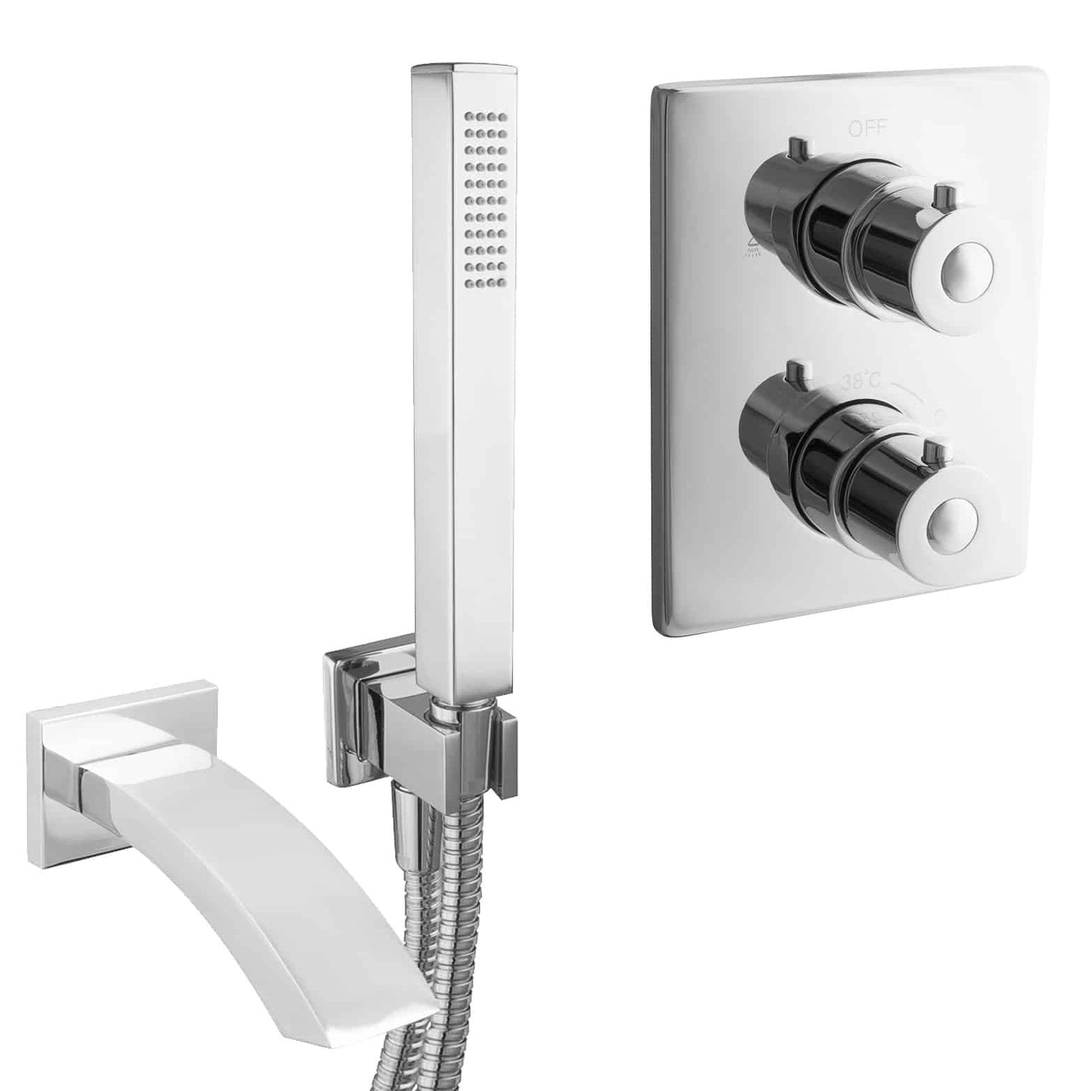 PaulGurkes Unterputz Wannenset Komplett Mischbatterie Thermostat