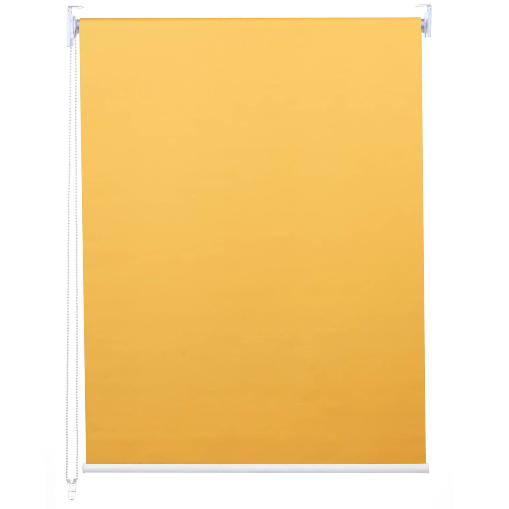 Rollo MCW-D52, Fensterrollo Seitenzugrollo Jalousie, Sonnenschutz Verdunkelung blickdicht 80x160cm ~ gelb