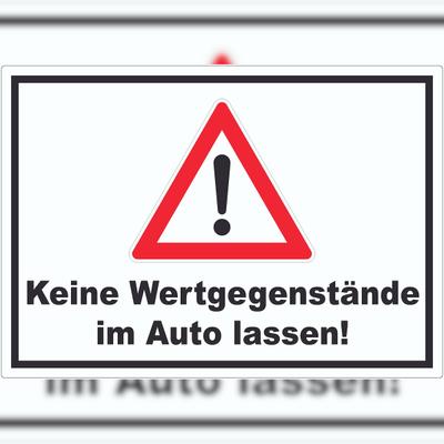 HB-Druck Keine Wertgegenstände im Auto lassen Aufkleber A9 (37x52mm)