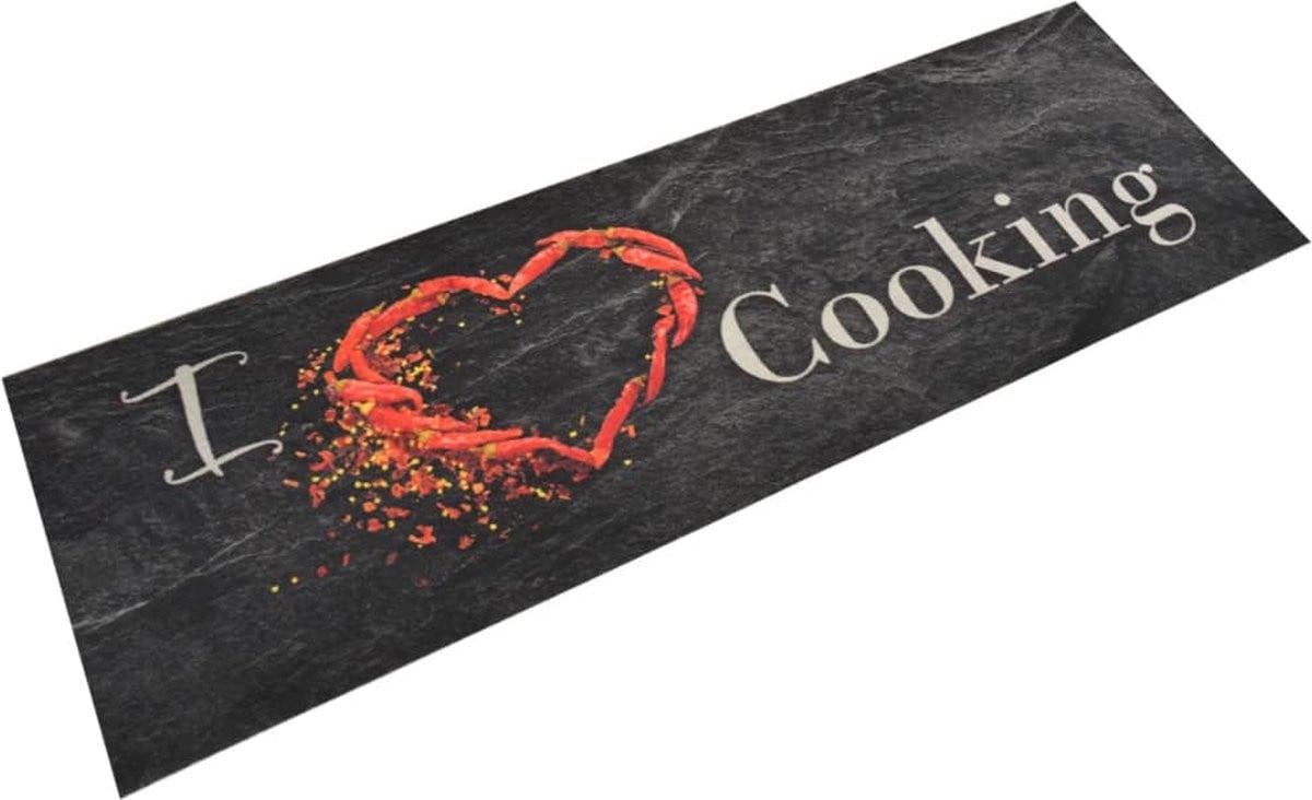 vidaXL Keukenmat met cooking-print, zwart, 60 x 180 cm