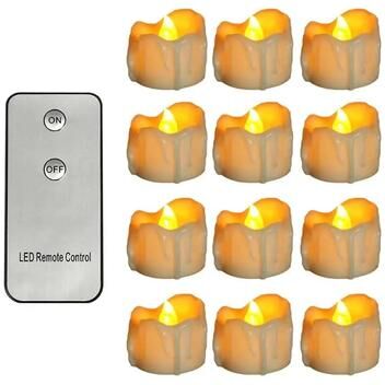 Inspired Living Remote Control Flameless LED Tea Lights Battery Operated Candles For Home And Holiday Decor 12pcs