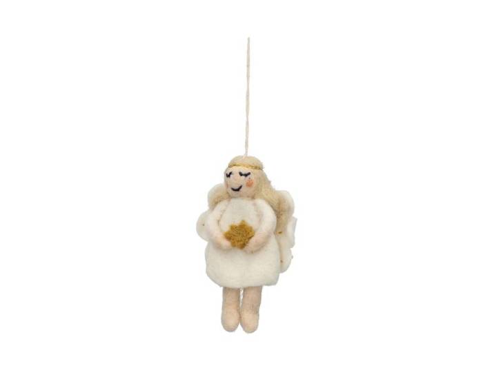 Hanger, vilt, engel met witte jurk en ster