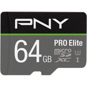 PNY Micro-SD-Karte PRO Elite, 64GB, bis 100 MB/s, U3 / UHS-I, SDXC