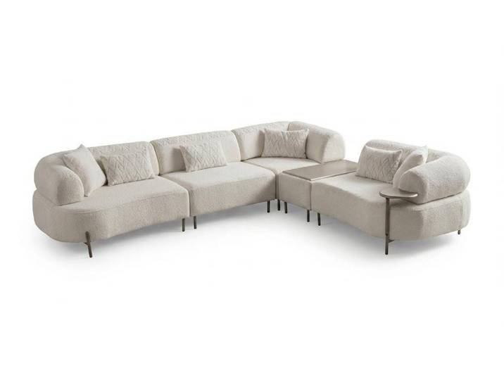 Xlmoebel Ecksofa Ecksofa L-Form Moderner Stil Beige Mittlere Härte Material Stoff Holz, 1 Teile, Modernes Design
