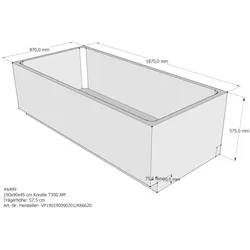 Badewannenträger passend für Koralle T300 BW 190/90 190 × 90 × 45 cm