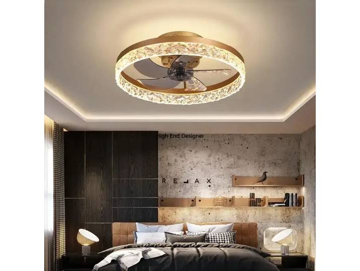 Ventilateur de plafond moderne de luxe avec éclairage pour chambre, restaurant, salon – Lampe suspendue à fréquence variable, lustre décoratif artistique créatif