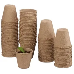 Relaxdays Abbaubare Anzuchttöpfe im 80er Set Beige