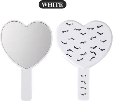 Inspire Curations Heart Shaped Handheld Vanity Makeup Mirror white