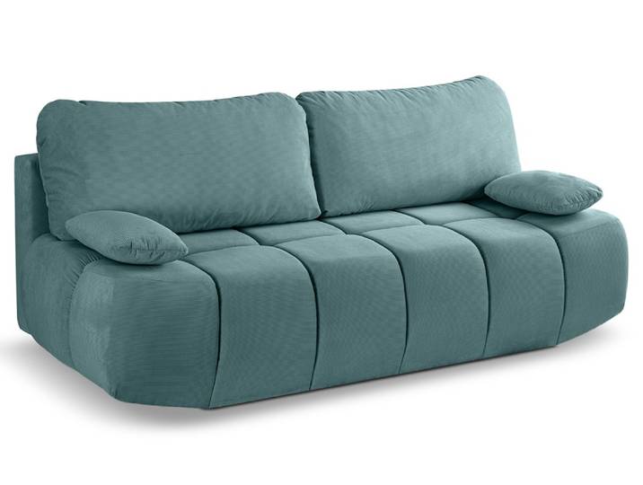 2-Sitzer Schlafsofa Lauder mit Bettkasten , 207cm , Cord , mint-blau