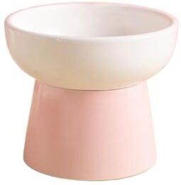 Uplift Essentials """Zenith Curve"" Elevated Ceramic Feeding Dish white pink"