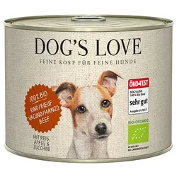 Dog's Love Bio 200g Dose Hundenassfutter 6 x 200 Gramm Rind mit Reis, Apfel & Zucchini