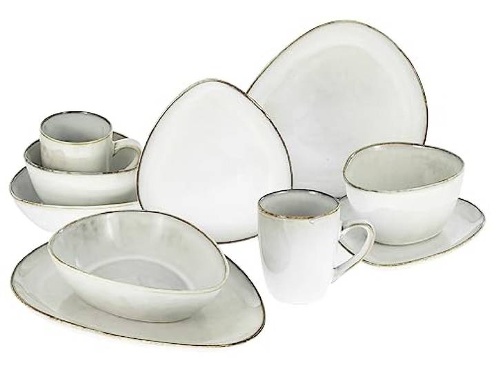 CreaTable\, 23768\, Série CLOUDY\, blanc cassé\, ensemble de vaisselle\, service de 10 pièces.