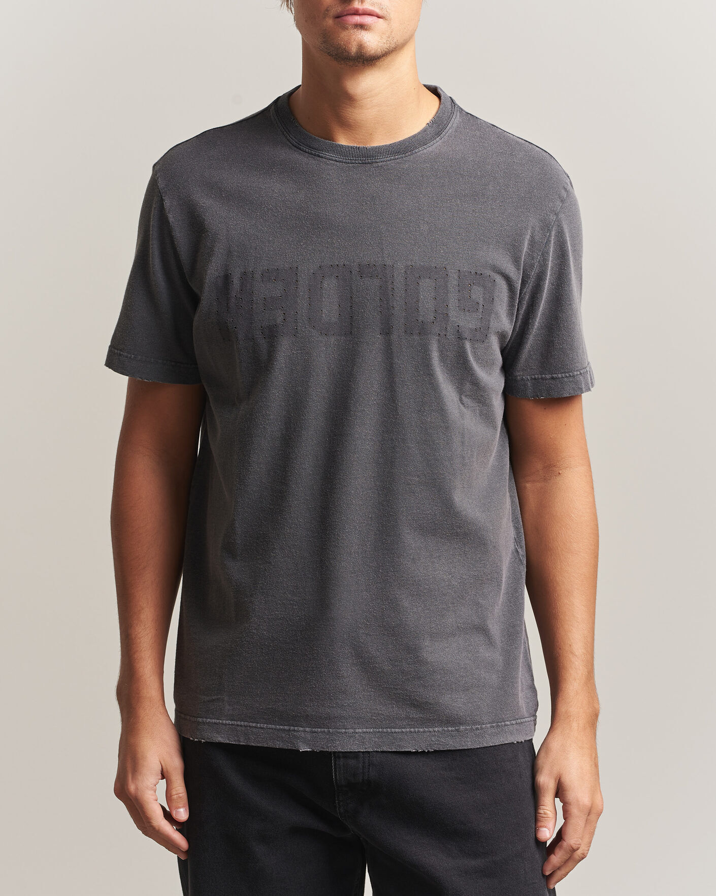 Golden Goose Distressed Cotton T-Shirt Anthracite men S Grå