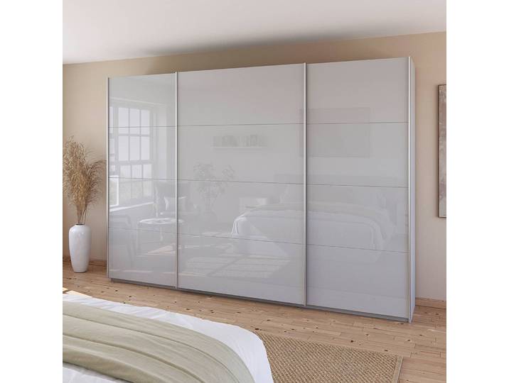 Schwebetürenschrank - Glasfront 315cm Grau/Seidengrau