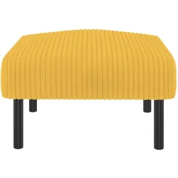 OKWISH Fußhocker Cordstoff Gelb mit Metallgestell, weich gepolstert, vielseitig nutzbar, 56x51x39 cm
