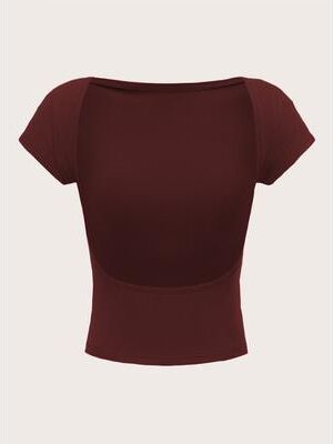 Daily Deals Depot Backless Baby Tee Crop Top For Women Summer Bodycon T Shirt burgundy s