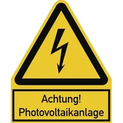 Achtung! Photovoltaikanlage ISO 7010, Kombischild, Folie, 200x244 mm