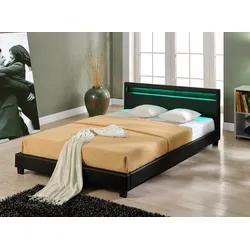 LED Polsterbett Paris 180x200cm Schwarz [Corium]